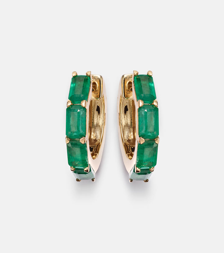 HUGGIE EARRINGS WITH EMERALD