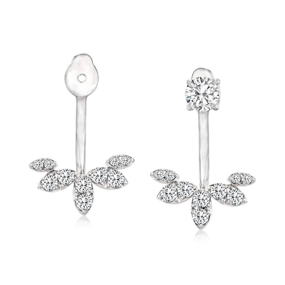 DIAMOND FLOATING PETALS HUGGIE EARRINGS