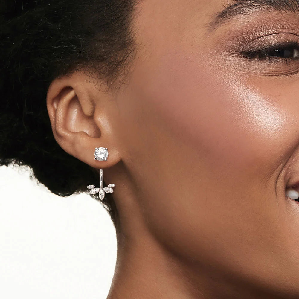DIAMOND FLOATING PETALS HUGGIE EARRINGS
