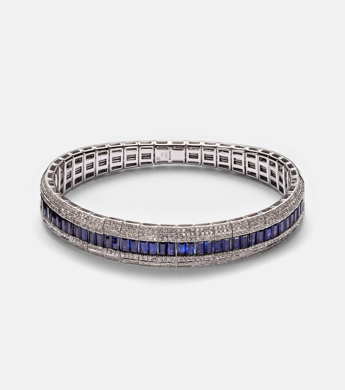 DIAMOND PAVE SCALES STRETCH BRACELET WITH SAPPHIRES AND DIAMONDS