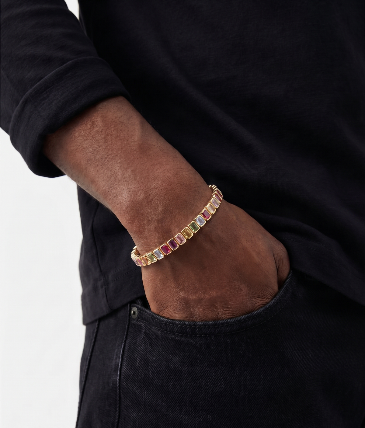 MULTICOLOR SAPPHIRE BEZEL SET BRACELET