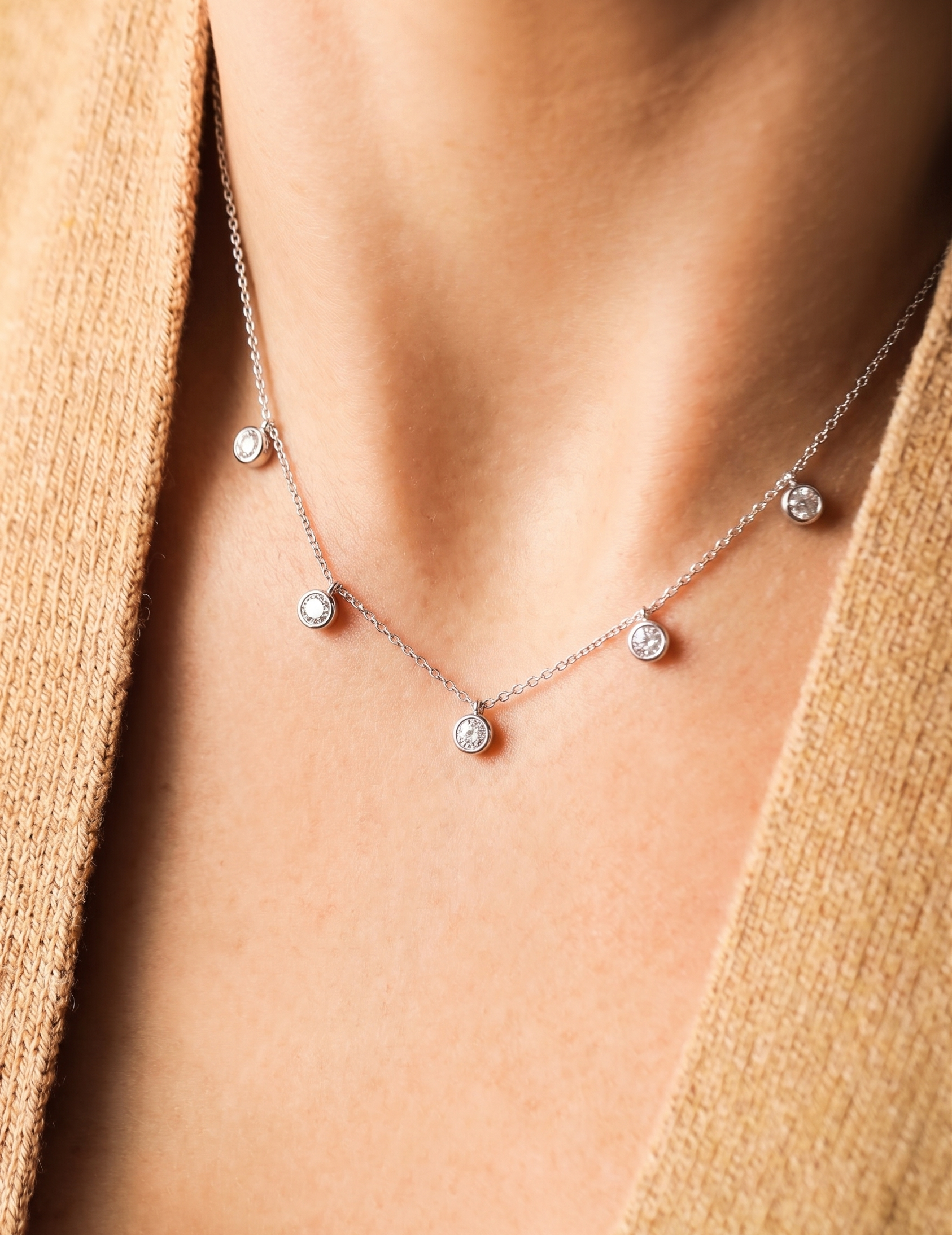 BEZEL SET CHARM NECKLACE