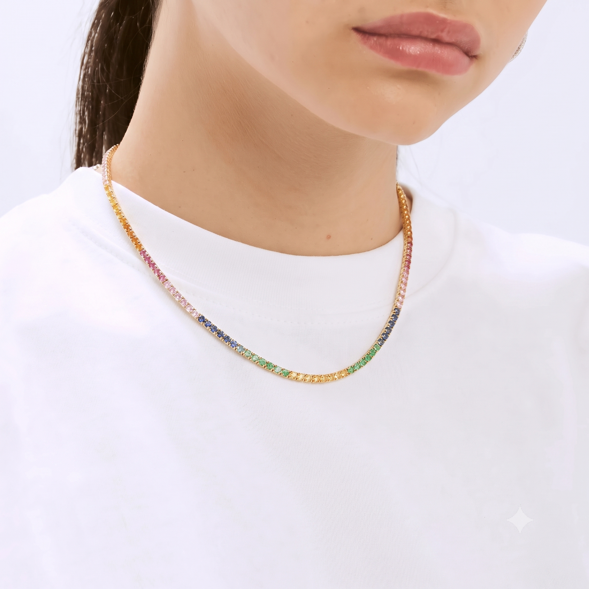 RAINBOW SAPPHIRE TENNIS NECKLACE