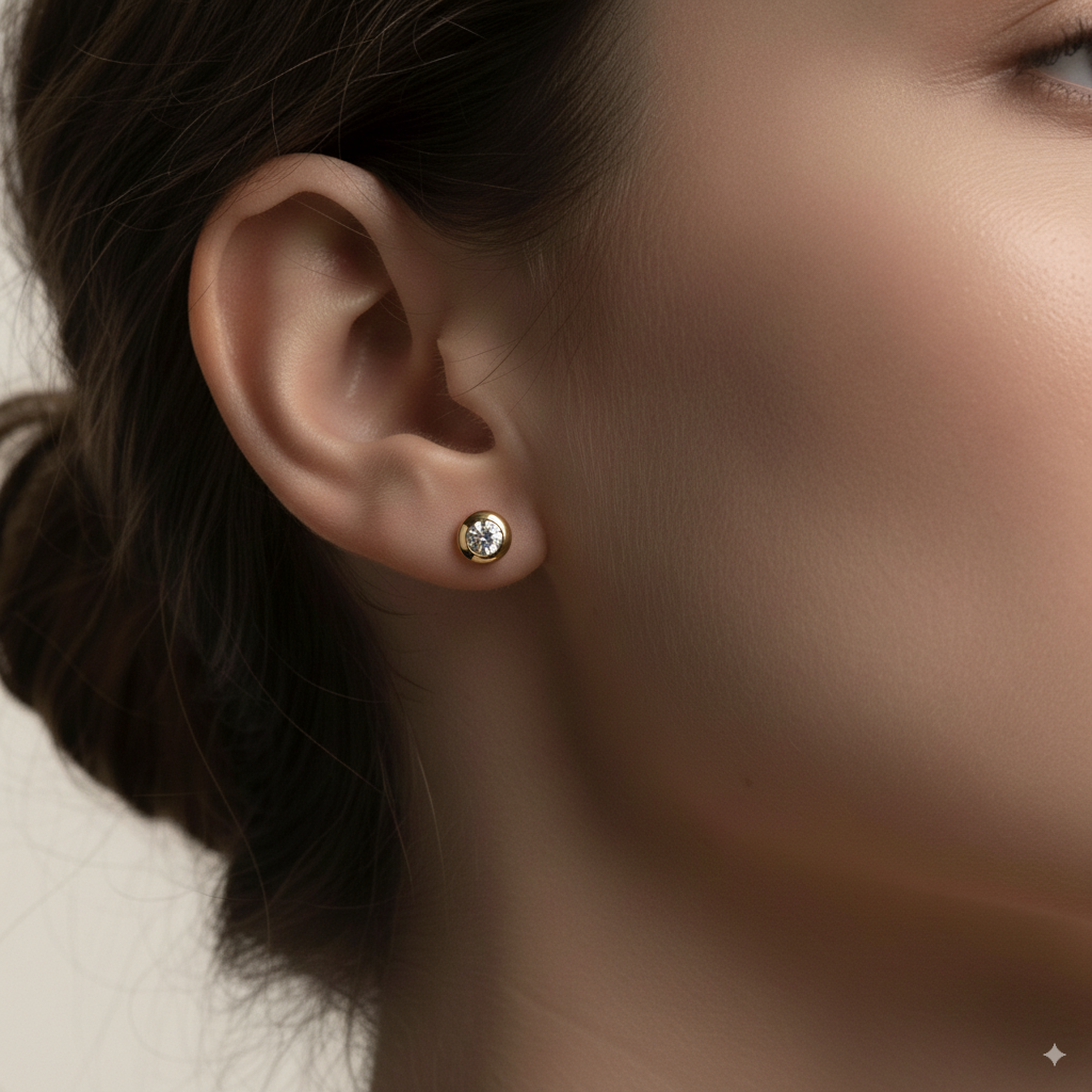 DIAMOND BEZEL SET EARRINGS