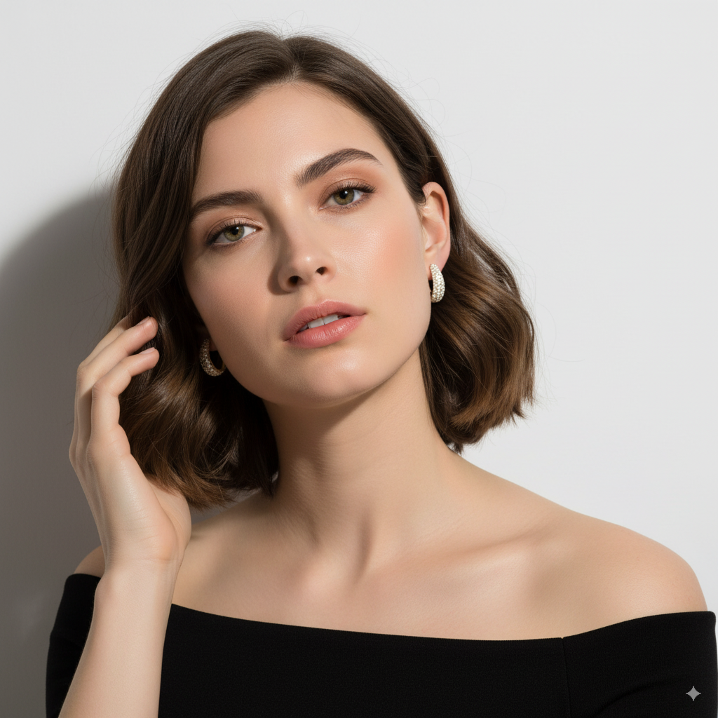 DIAMOND TAPERED HUGGIE EARRINGS