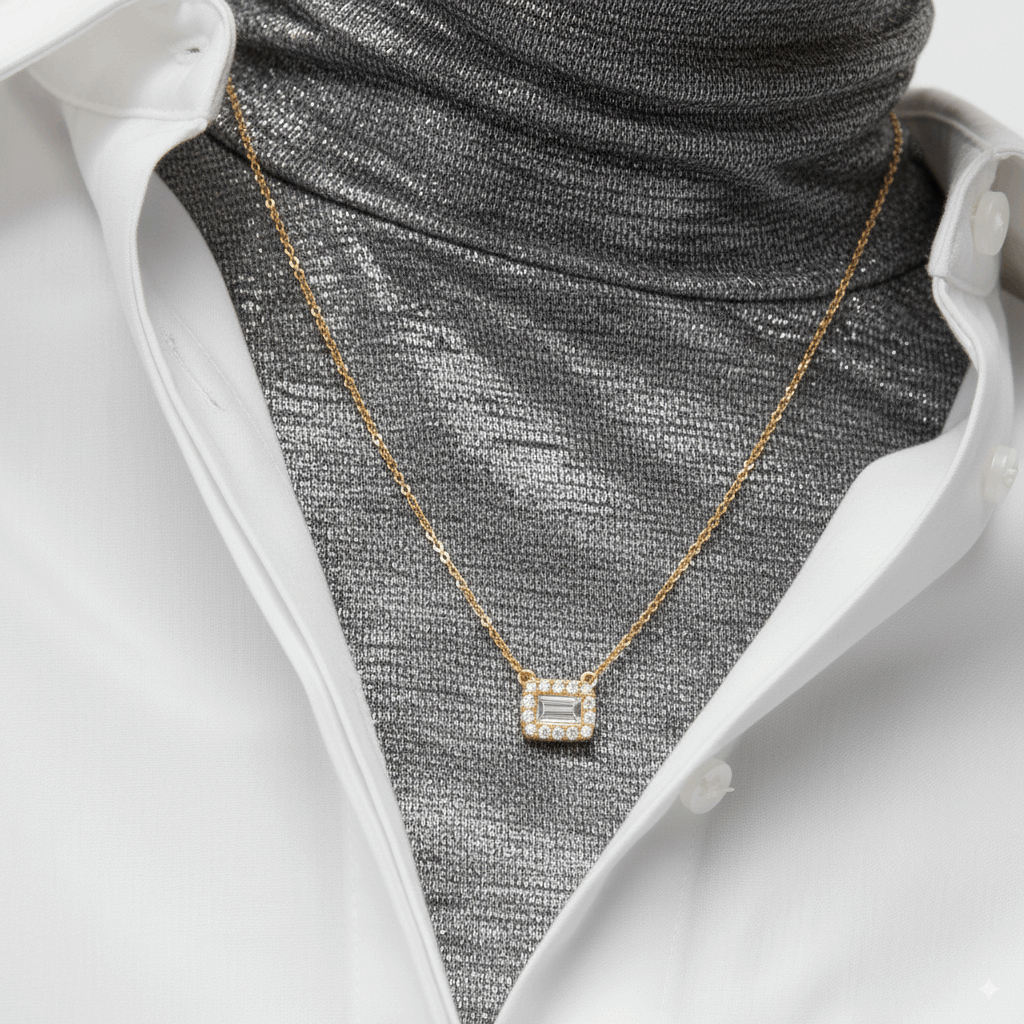 DIAMOND BAGUETTE CHARM NECKLACE