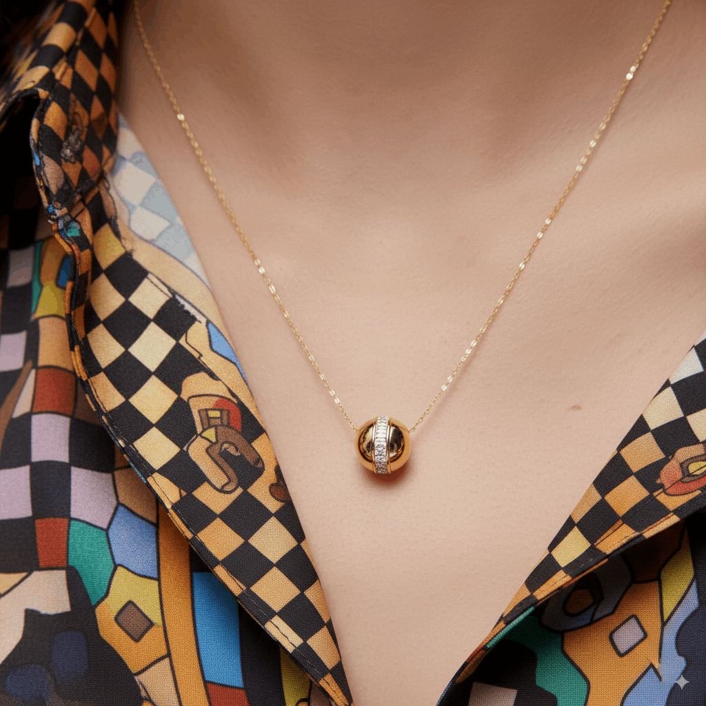 DIAMOND BEAD PENDANT NECKLACE