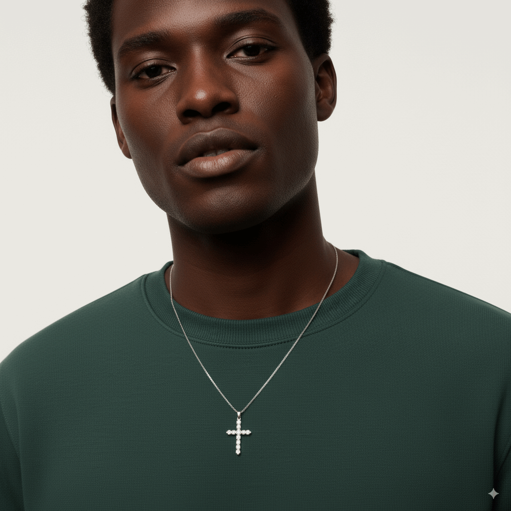 DIAMOND BEZEL CROSS NECKLACE