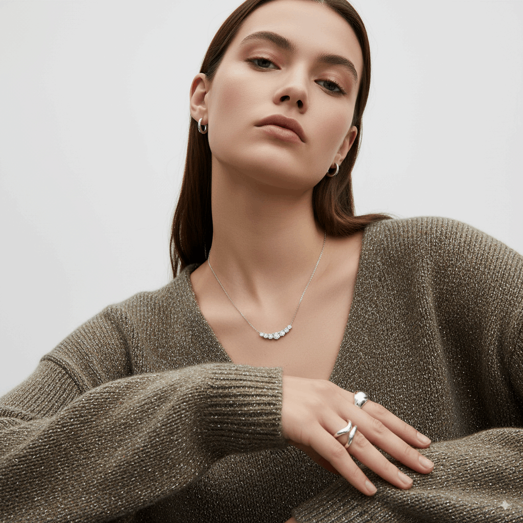 DIAMOND CURVE PENDANT NECKLACE