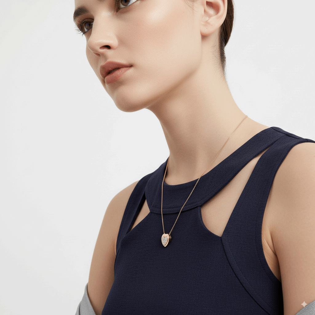 DIAMOND HEART CLUSTER NECKLACE