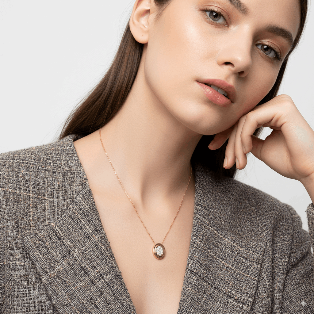 OVAL DIAMOND CLUSTER NECKLACE