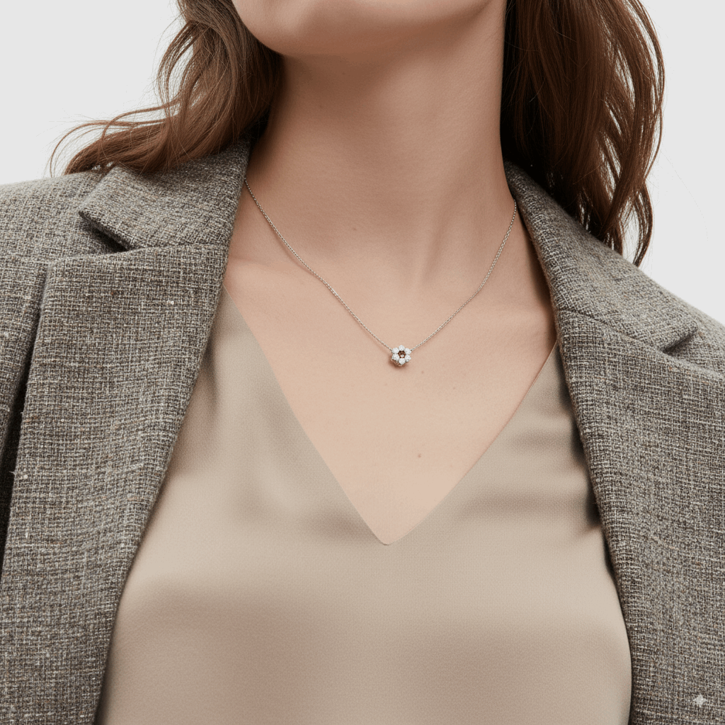 RUBY DIAMOND CLUSTER NECKLACE