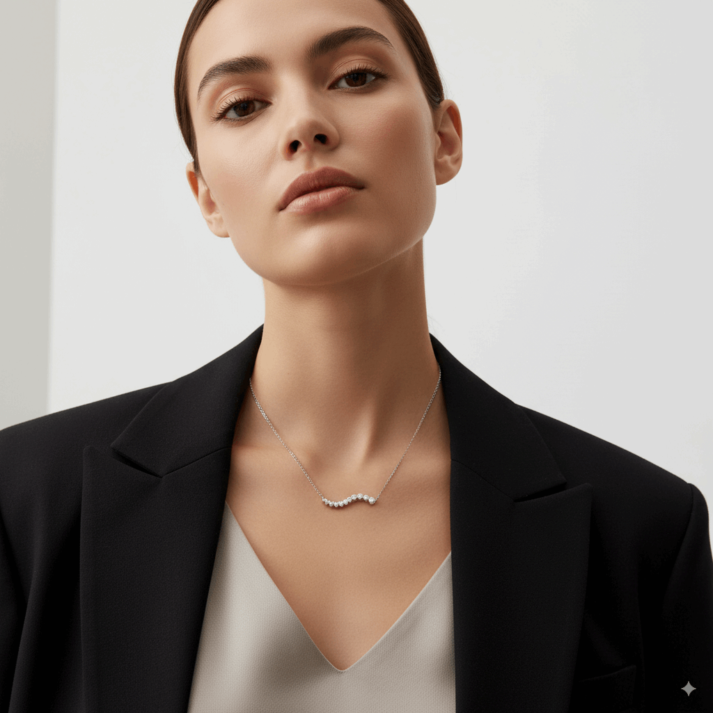 WAVY DIAMOND PENDANT NECKLACE