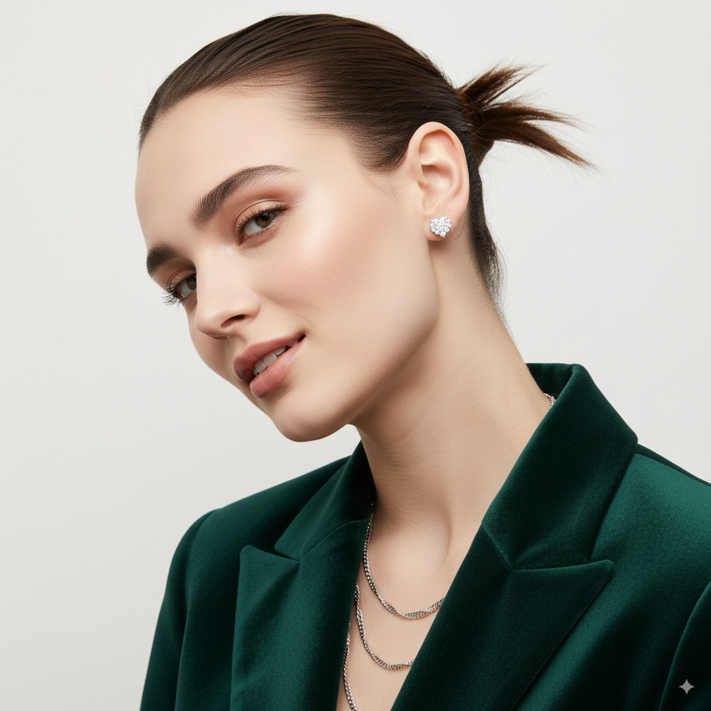 HEART CLUSTER DIAMOND EARRINGS