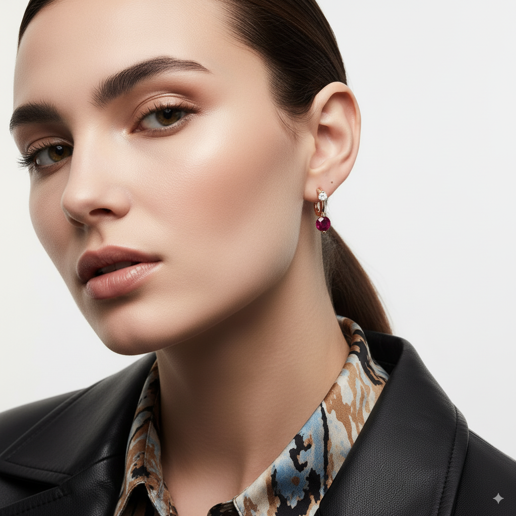 RUBY HUGGIE EARRINGS