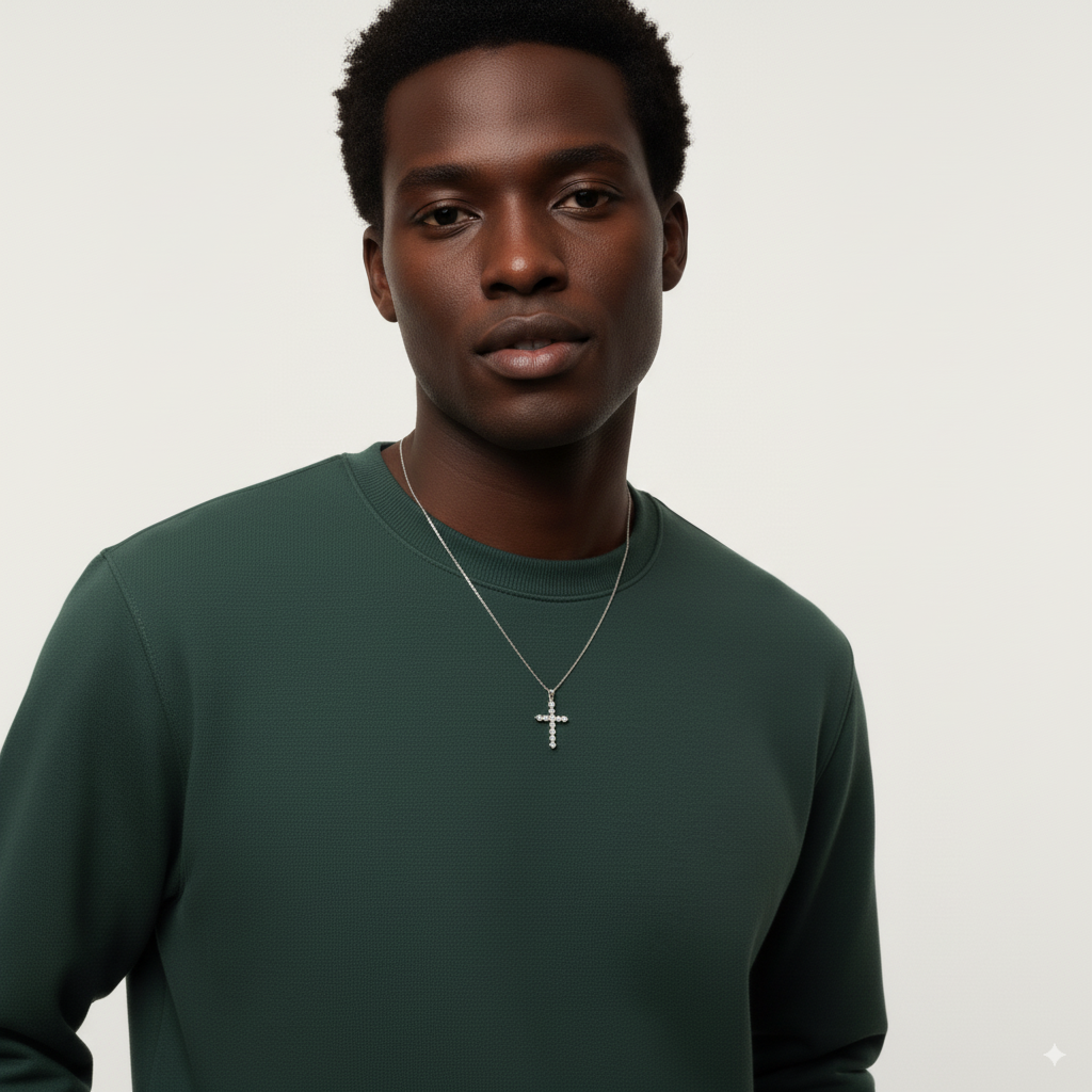 DIAMOND BEZEL CROSS NECKLACE