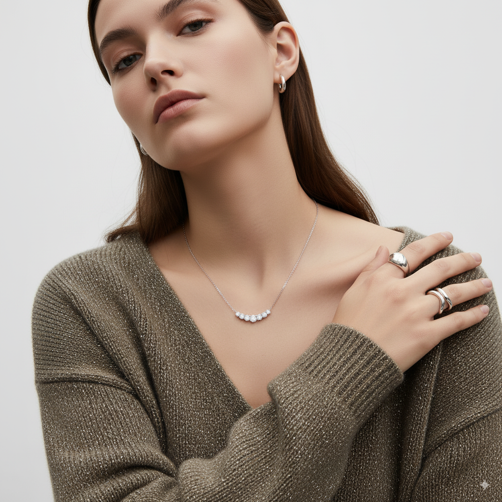 DIAMOND CURVE PENDANT NECKLACE