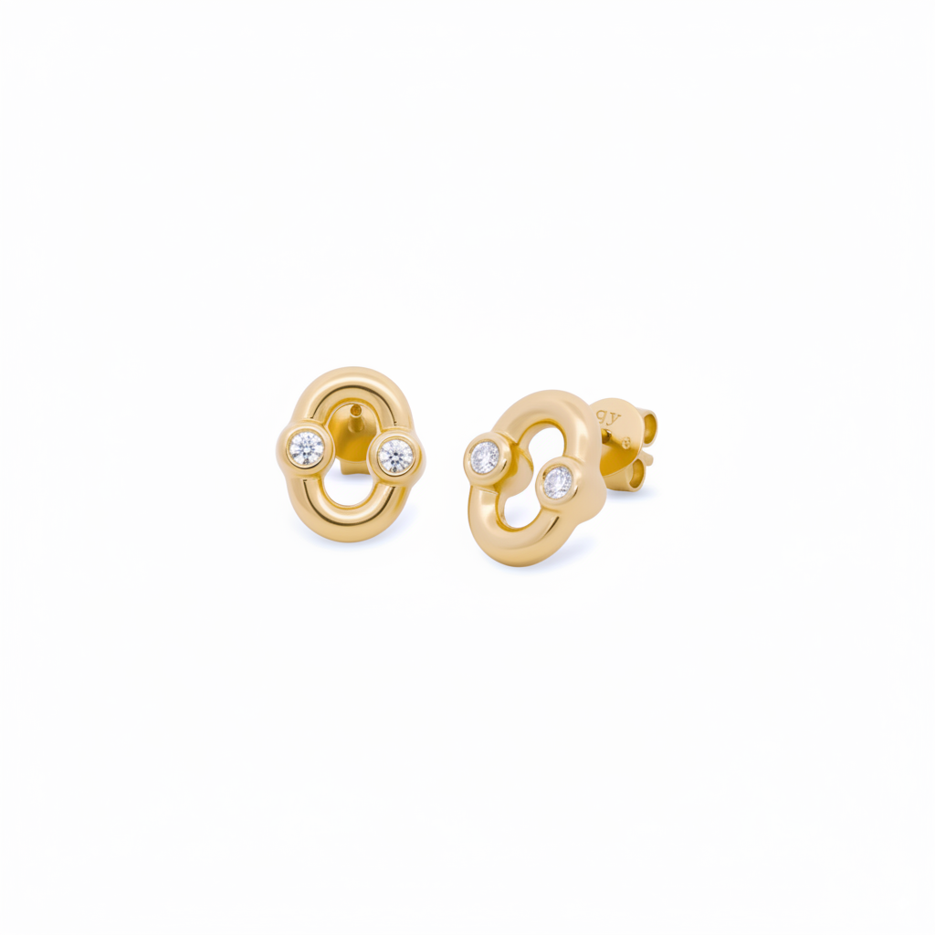 UMLAUT DIAMOND DETAIL STUD EARRINGS