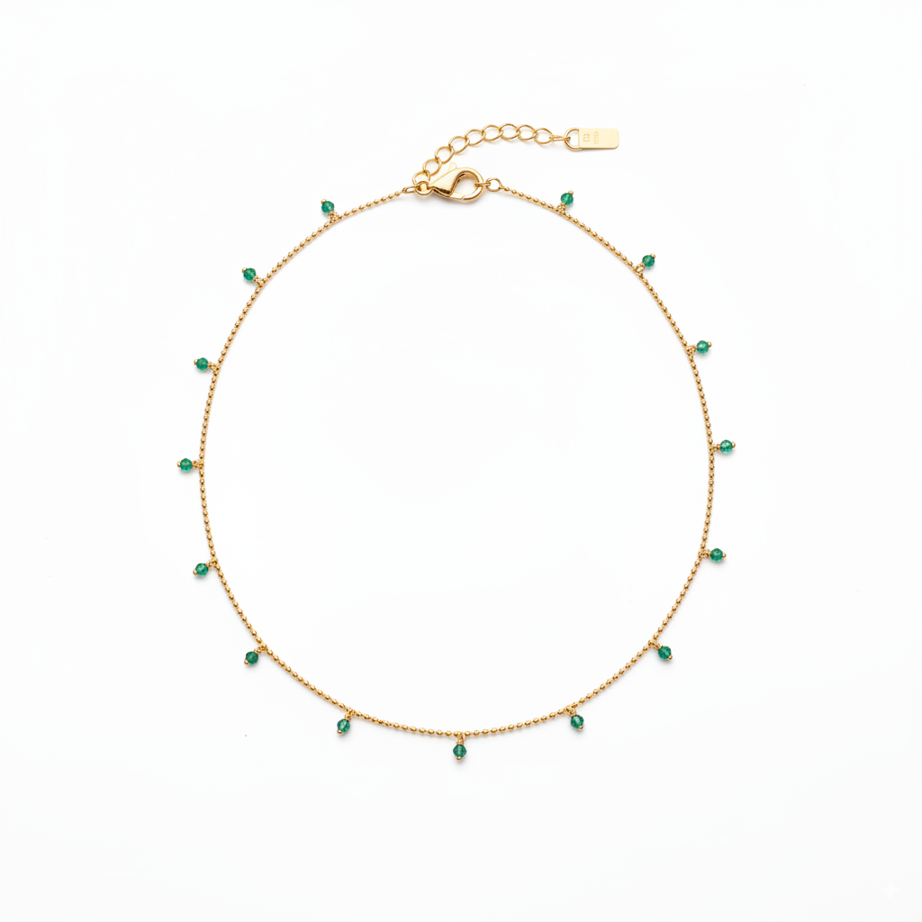 EMERALD BALL CHAIN NECKLACE