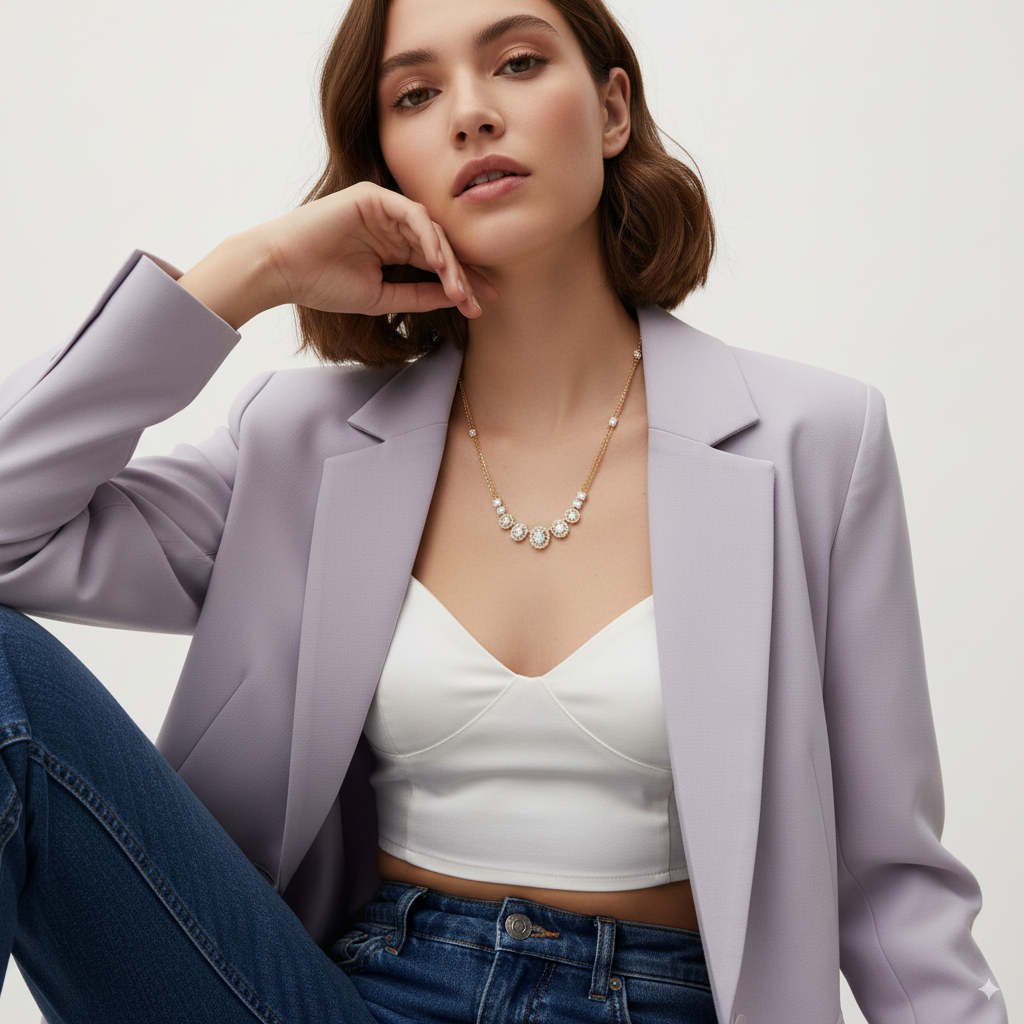 OVAL DIAMOND DOUBLE CHAIN NECKLACE