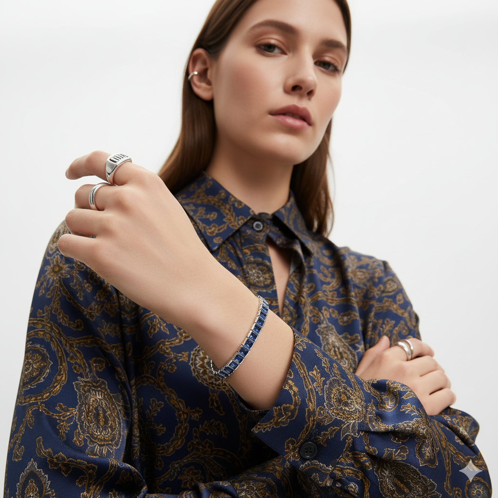 BLUE SAPPHIRE BEZEL SET BRACELET