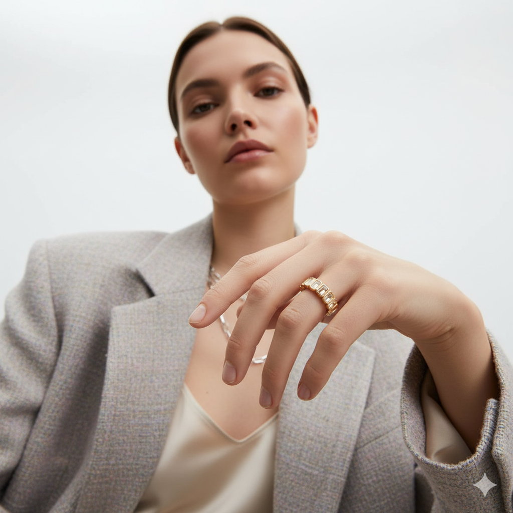 WHITE TOPAZ BEZEL SET RING