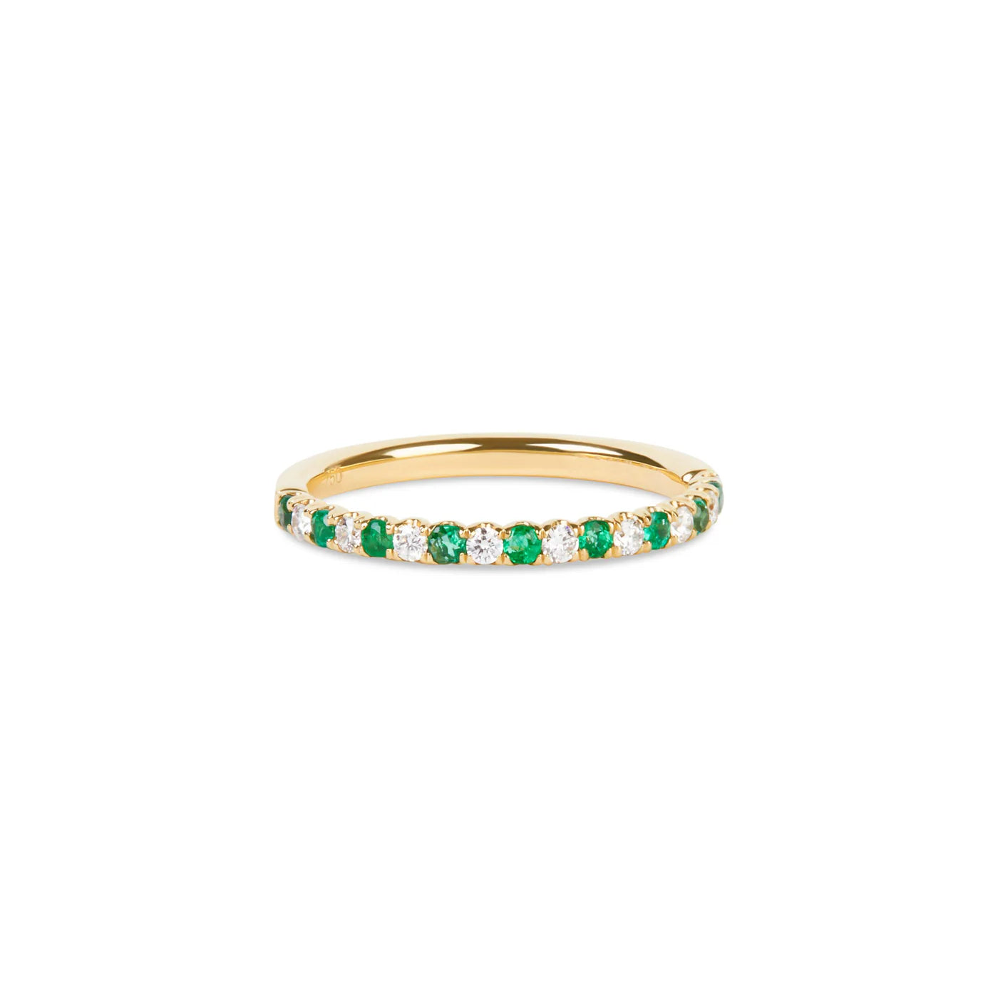 HALF DIAMOND EMERALD ETERNITY RING