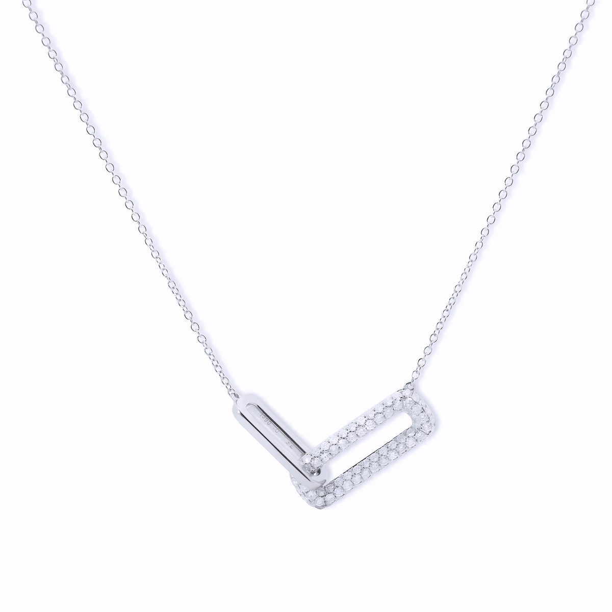 INTERLOCKING DIAMOND RECTANGLE PENDANT NECKLACE