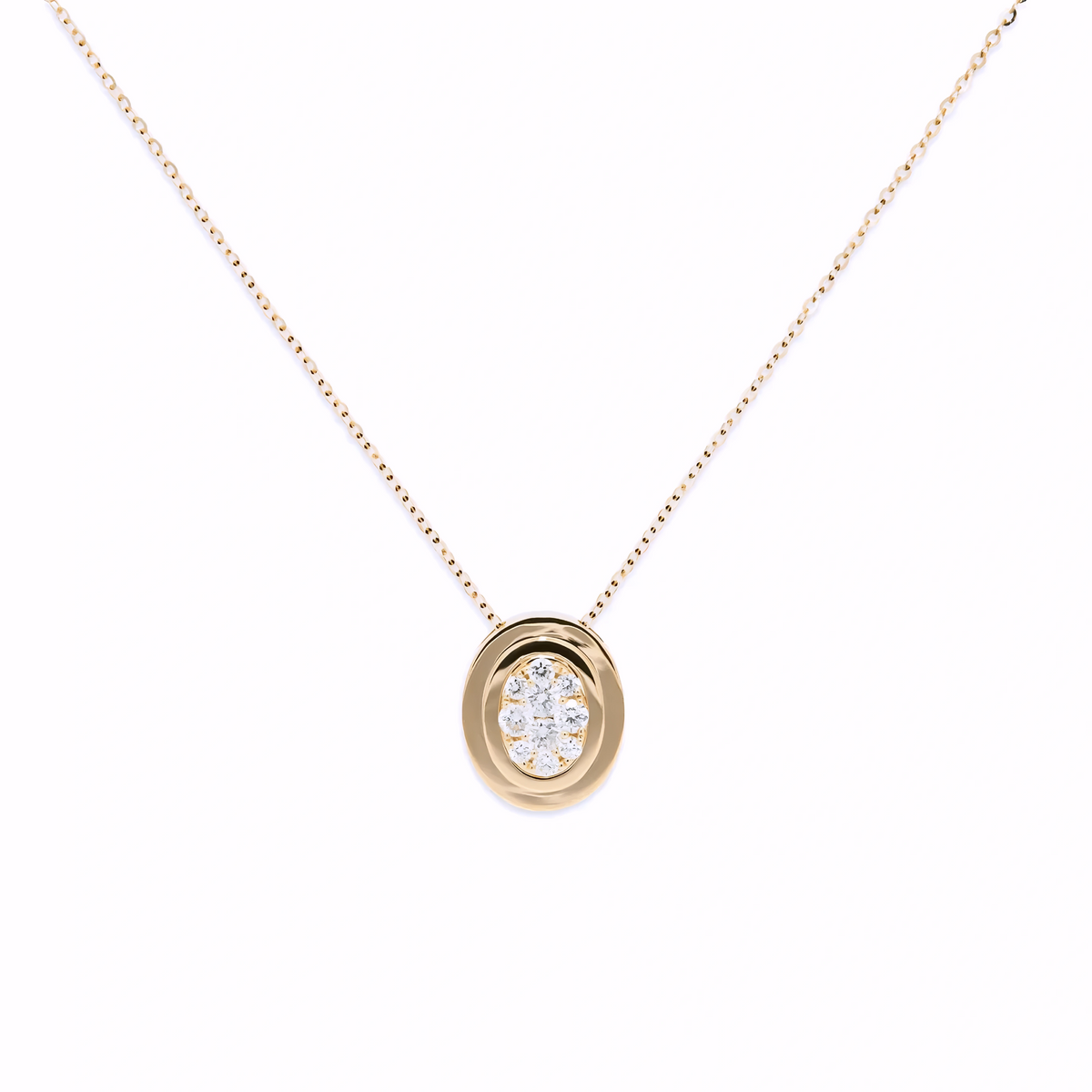 OVAL DIAMOND CLUSTER NECKLACE