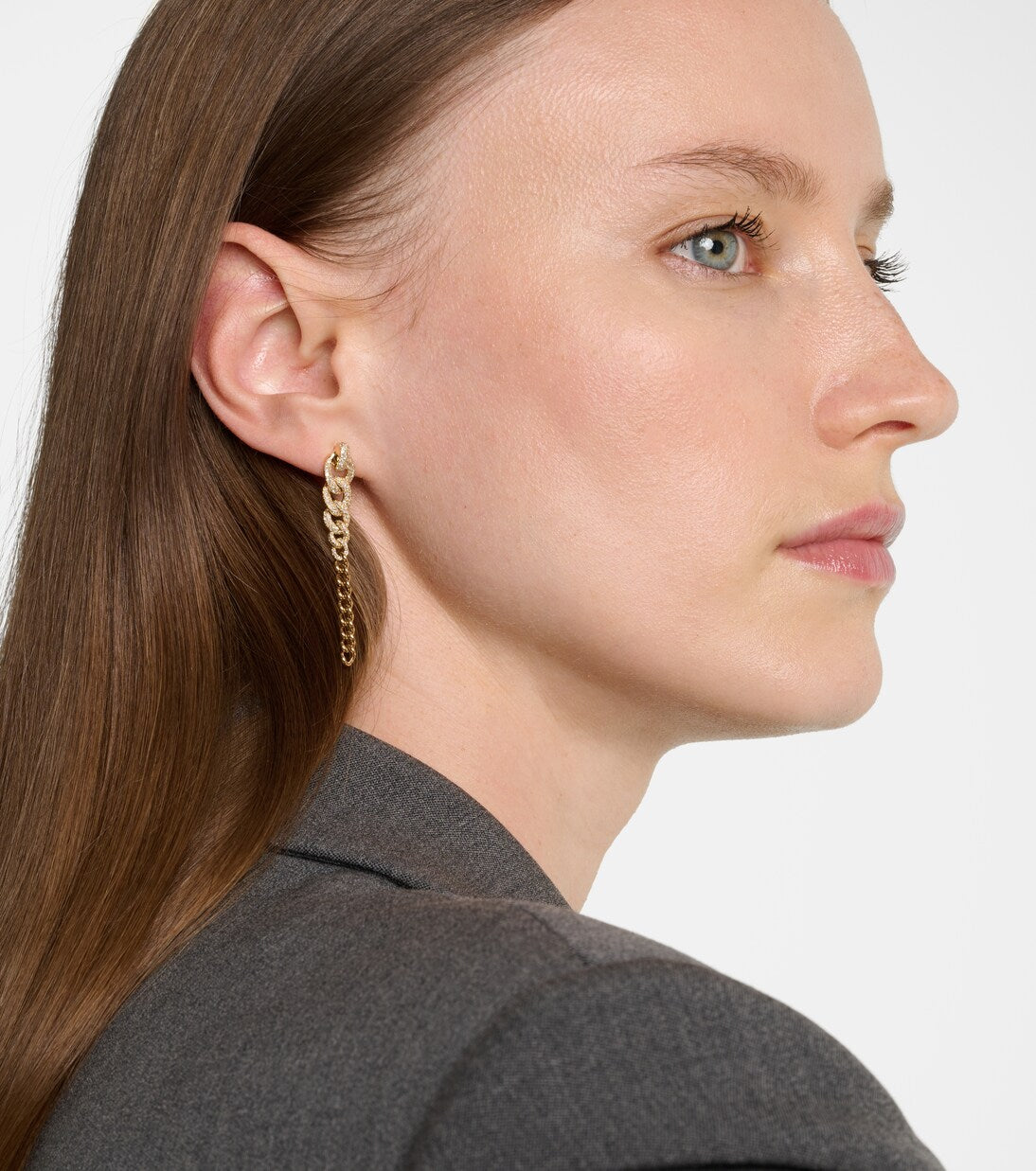 GRADUAL DROP LINK AND DIAMONDS EARRINGS