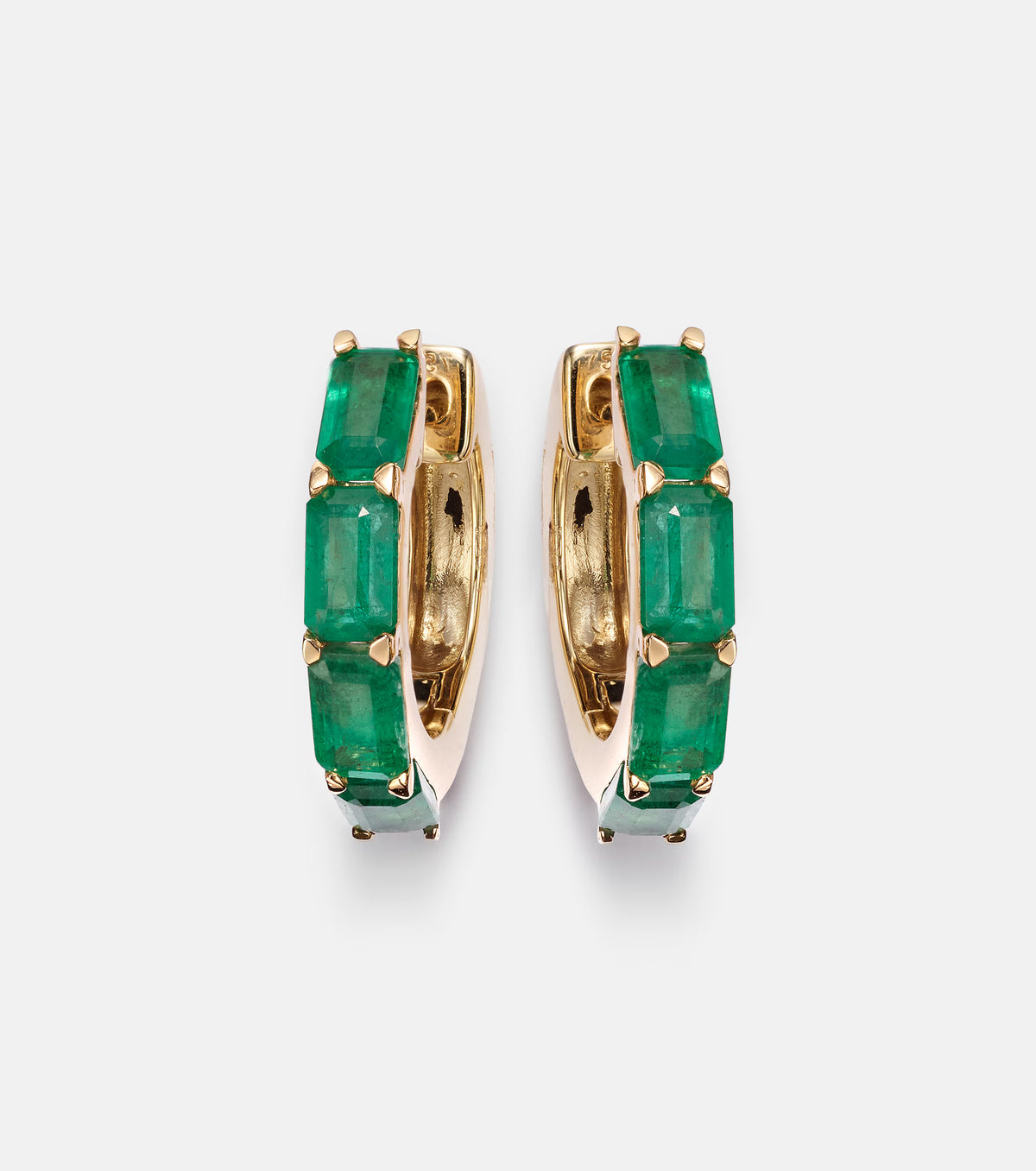 HUGGIE EARRINGS WITH EMERALD
