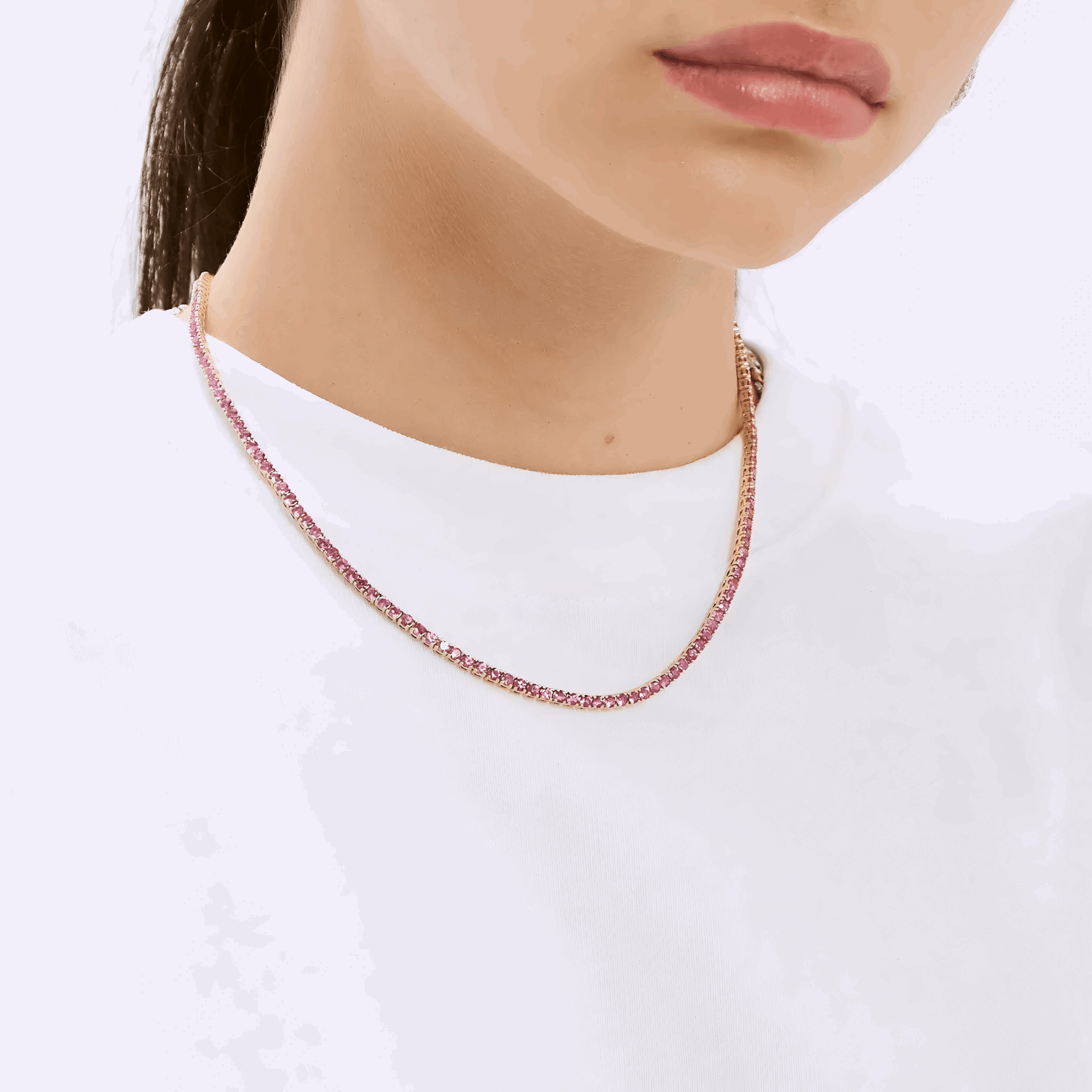 PINK SAPPHIRE TENNIS NECKLACE