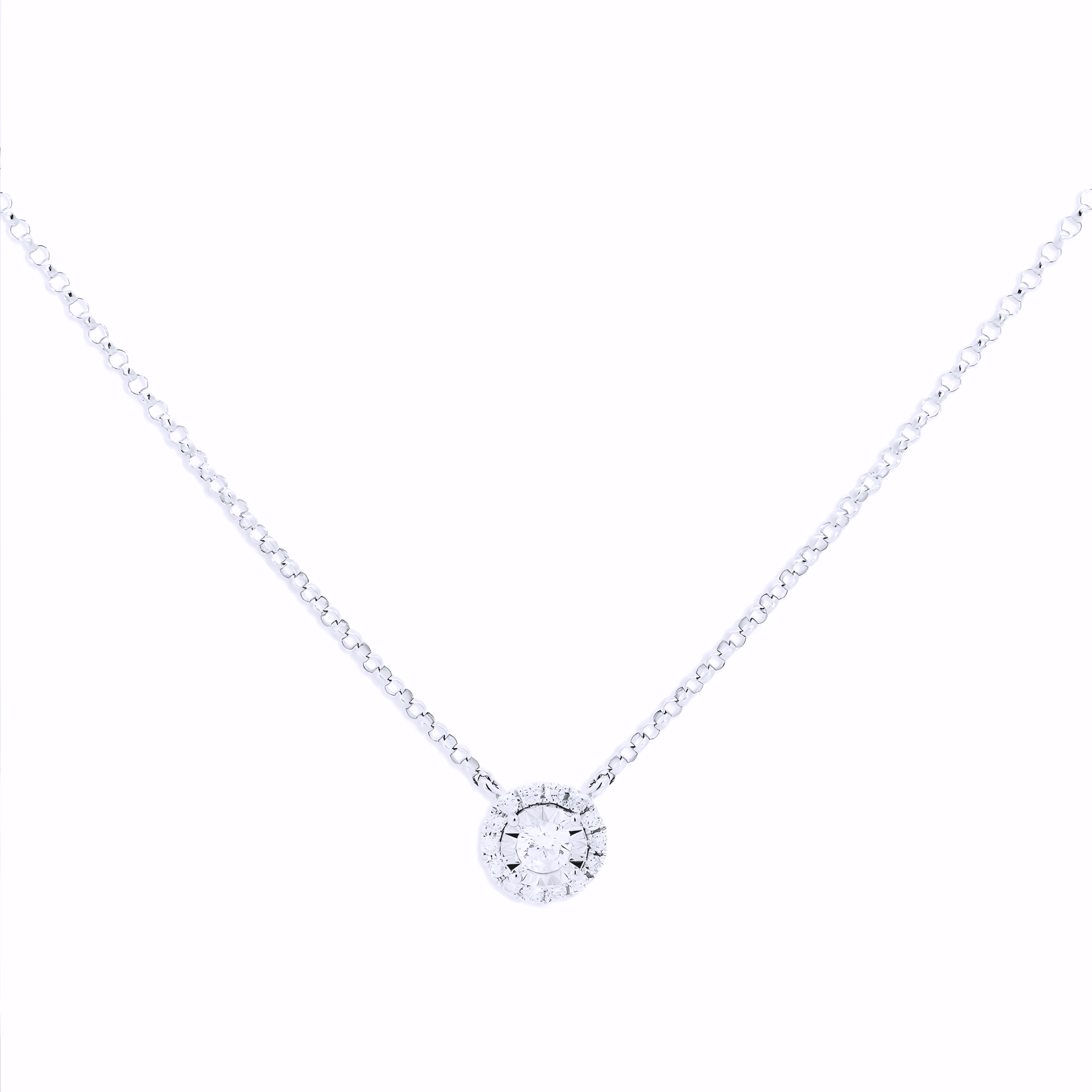 ROUND HALO SET DIAMOND PENDANT NECKLACE