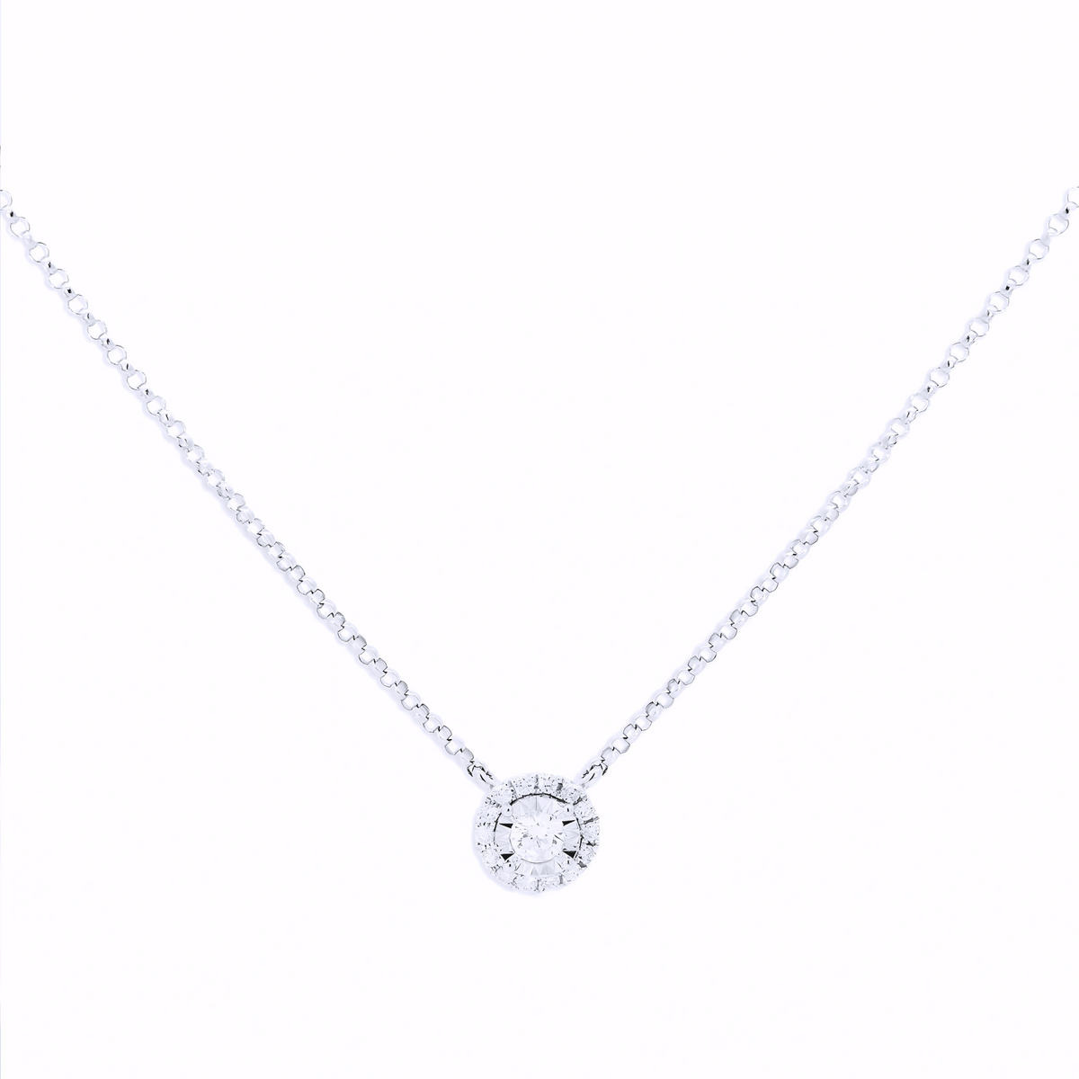 ROUND HALO SET DIAMOND PENDANT NECKLACE