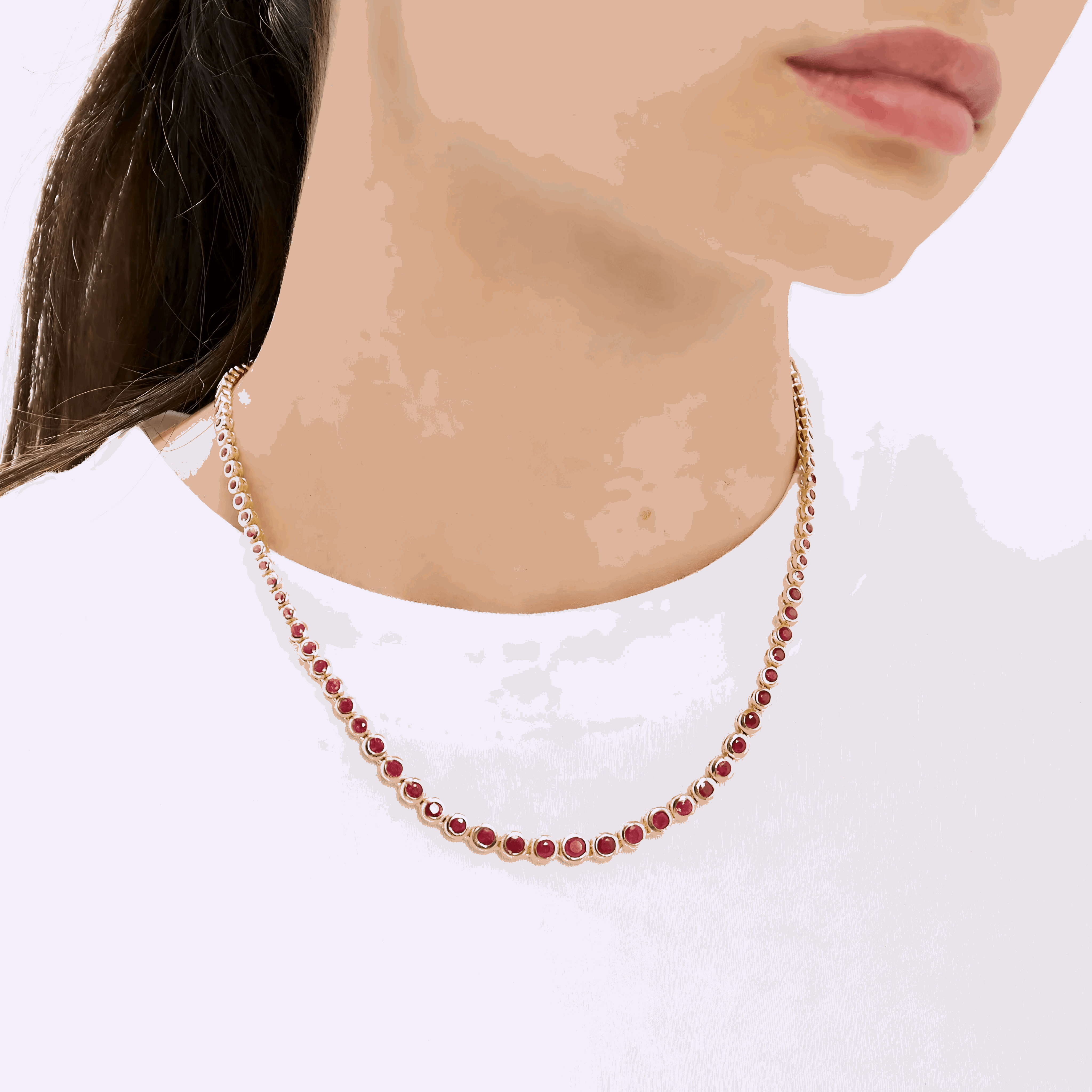 RUBY COLORED STONE NECKLACE