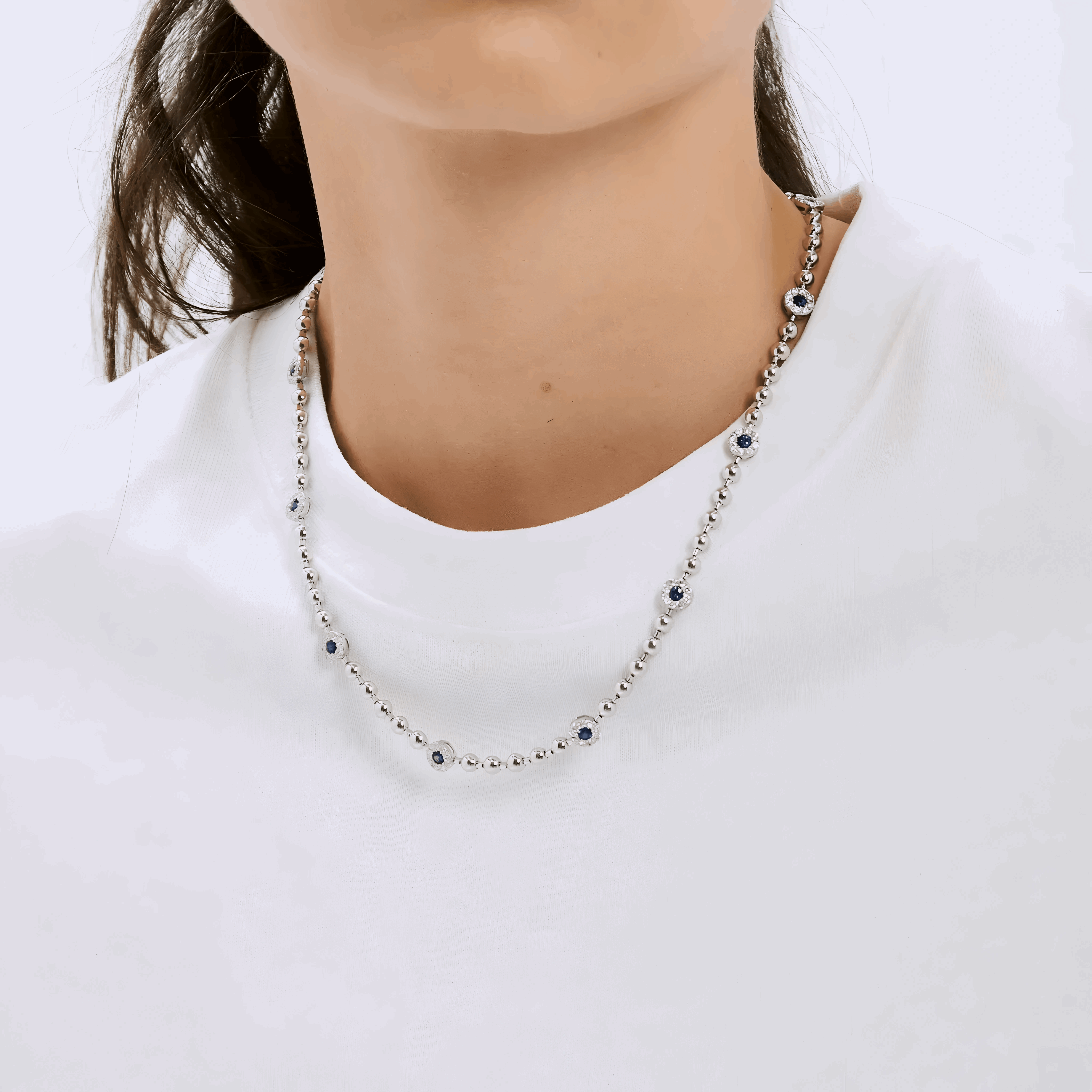 SAPPHIRE BALL NECKLACE