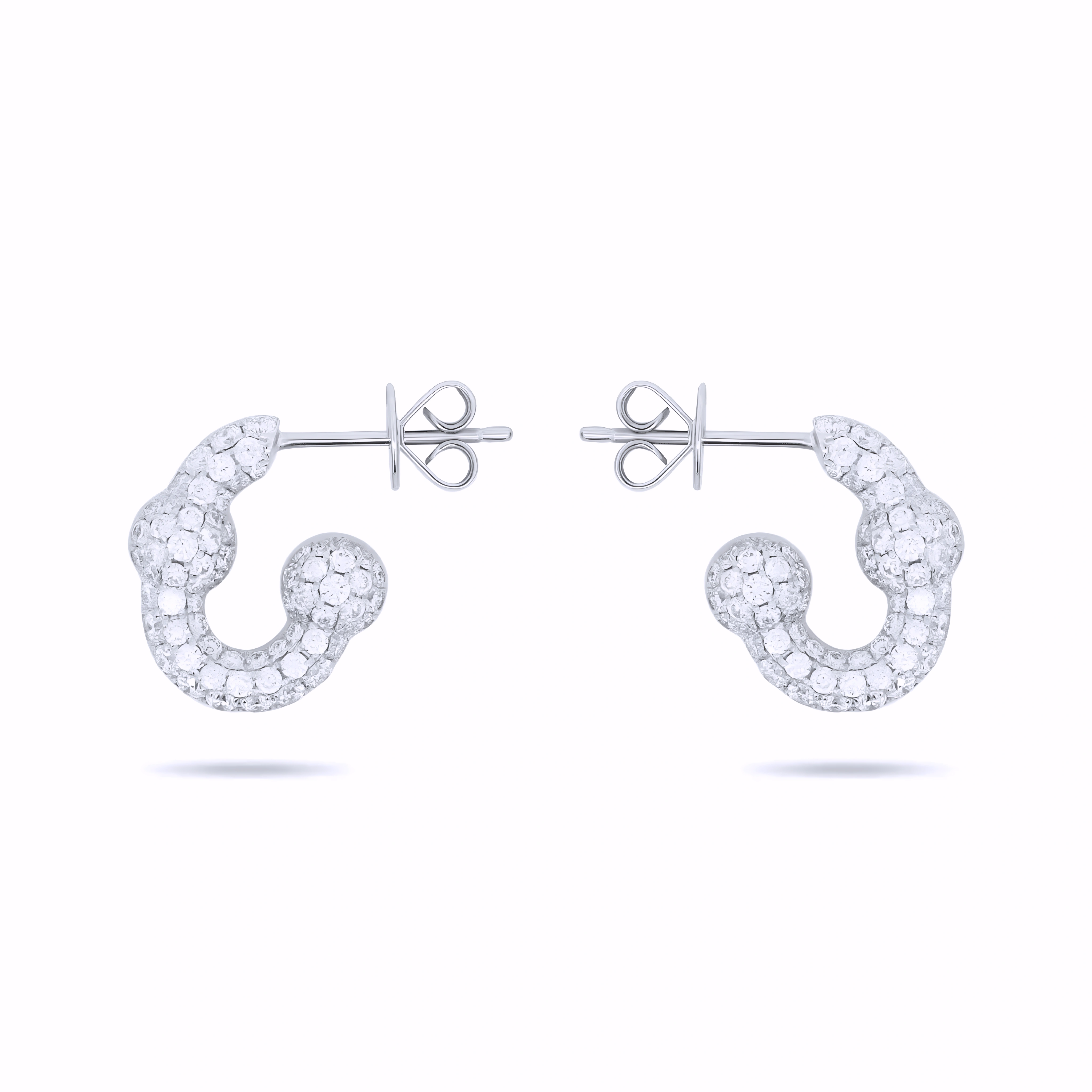 UMLAUT FULL DIAMOND HUGGIE EARRINGS