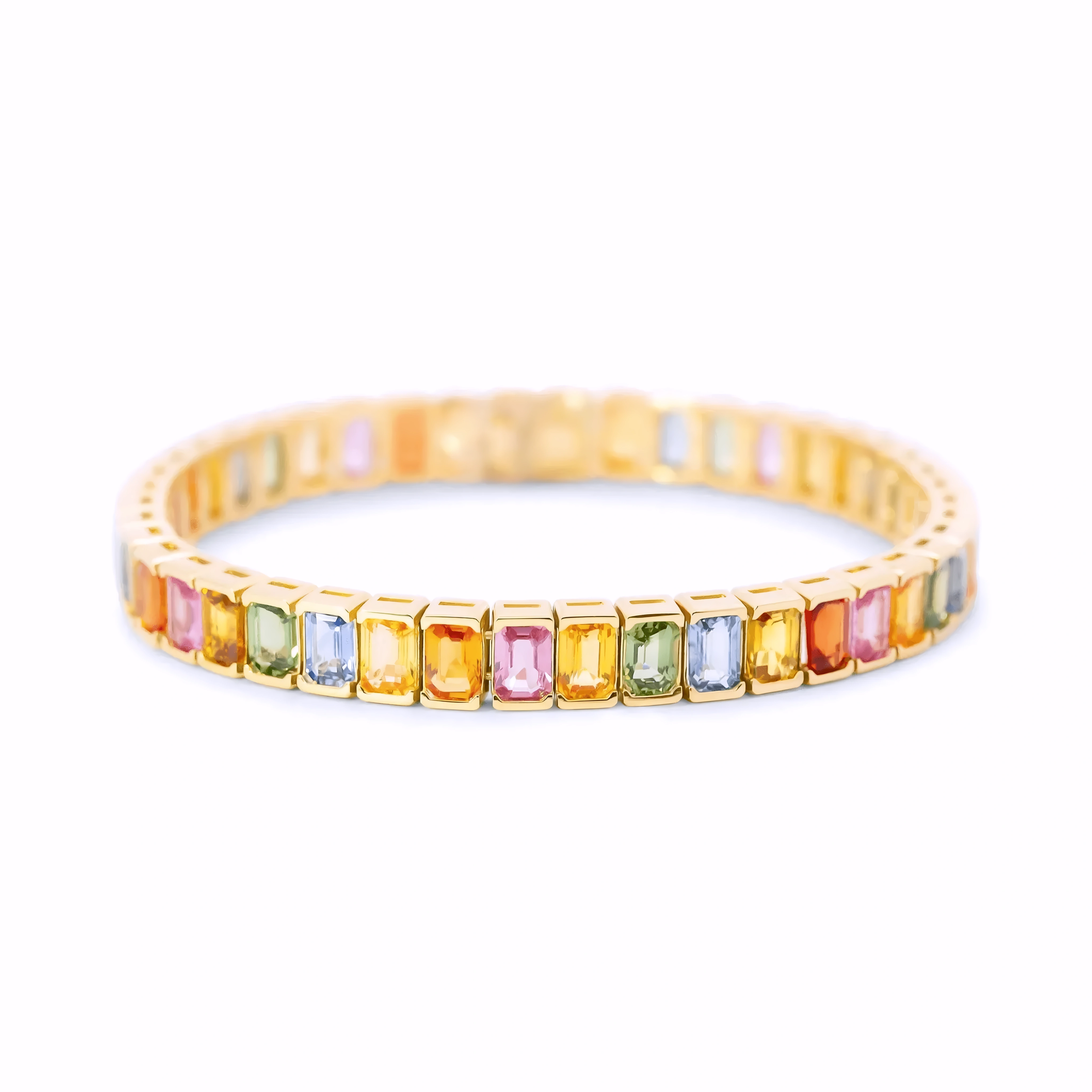 MULTICOLOR SAPPHIRE BEZEL SET BRACELET