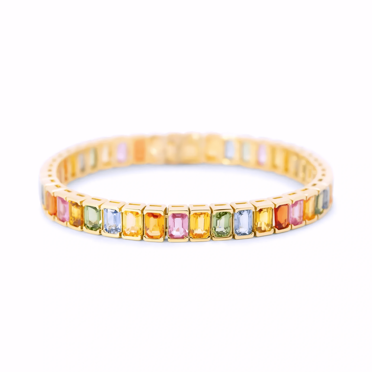 MULTICOLOR SAPPHIRE BEZEL SET BRACELET
